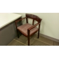 Pink Design Cloth & Dark Maple Guest Reception Side Chair